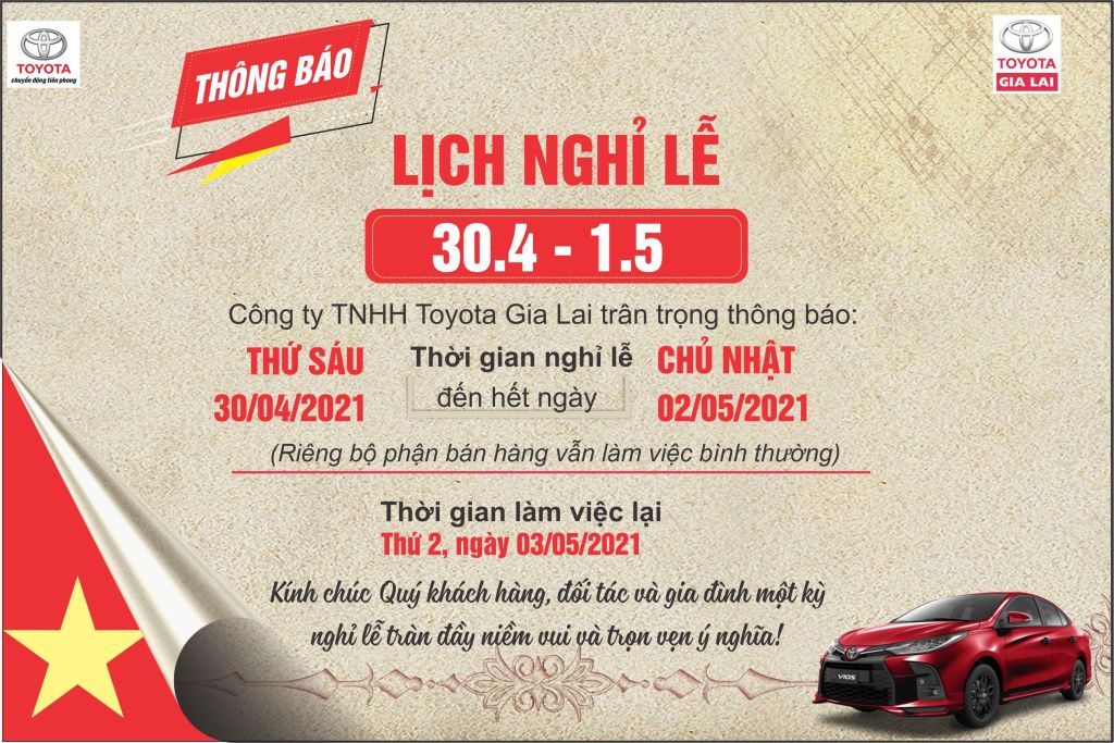 Toyota Gia Lai Tran Trong Thong Bao Den Quy Khach Hang Lich Nghi Le