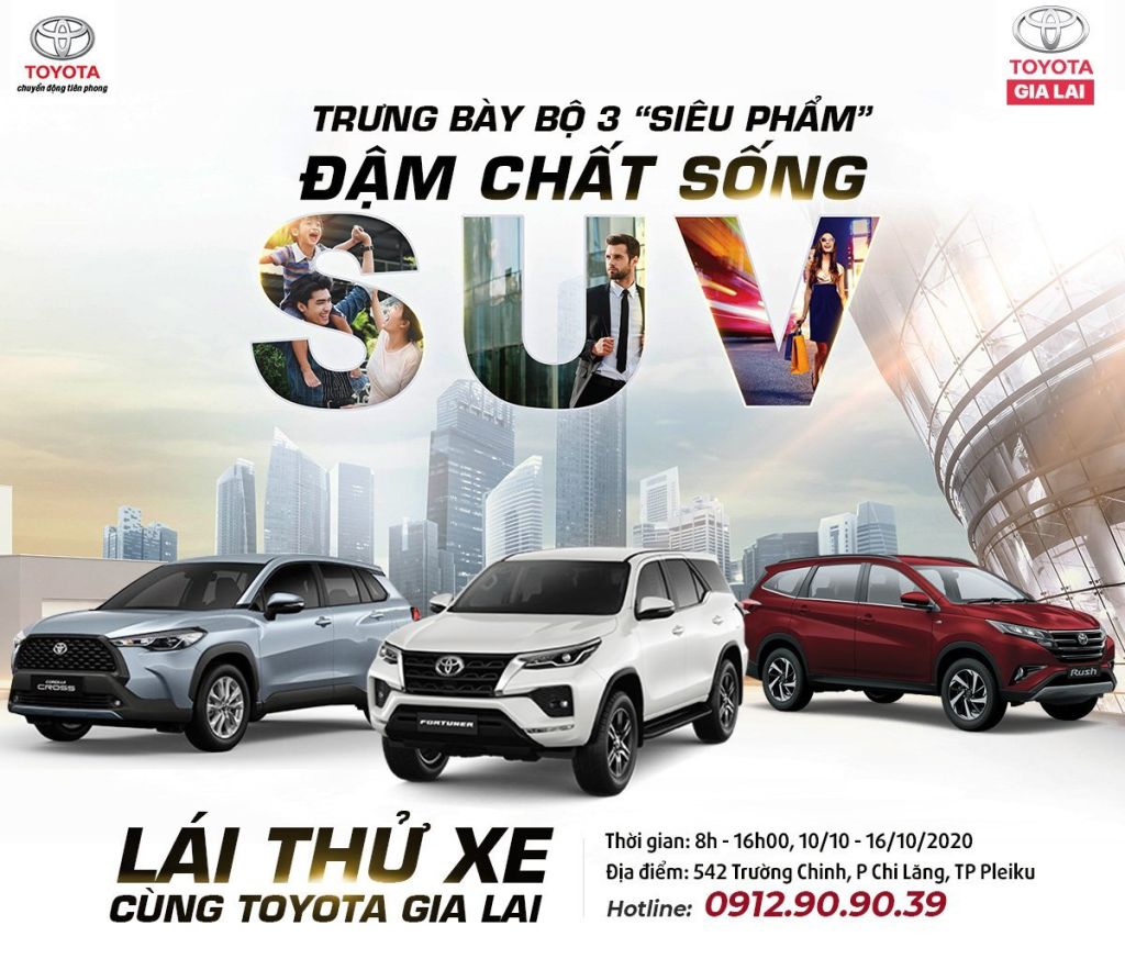 Tung Bung Le Hoi Trung Bay Lai Thu & Cam Nhan Bo 3 Sieu Pham Suv Fortuner Rush Cross 2020